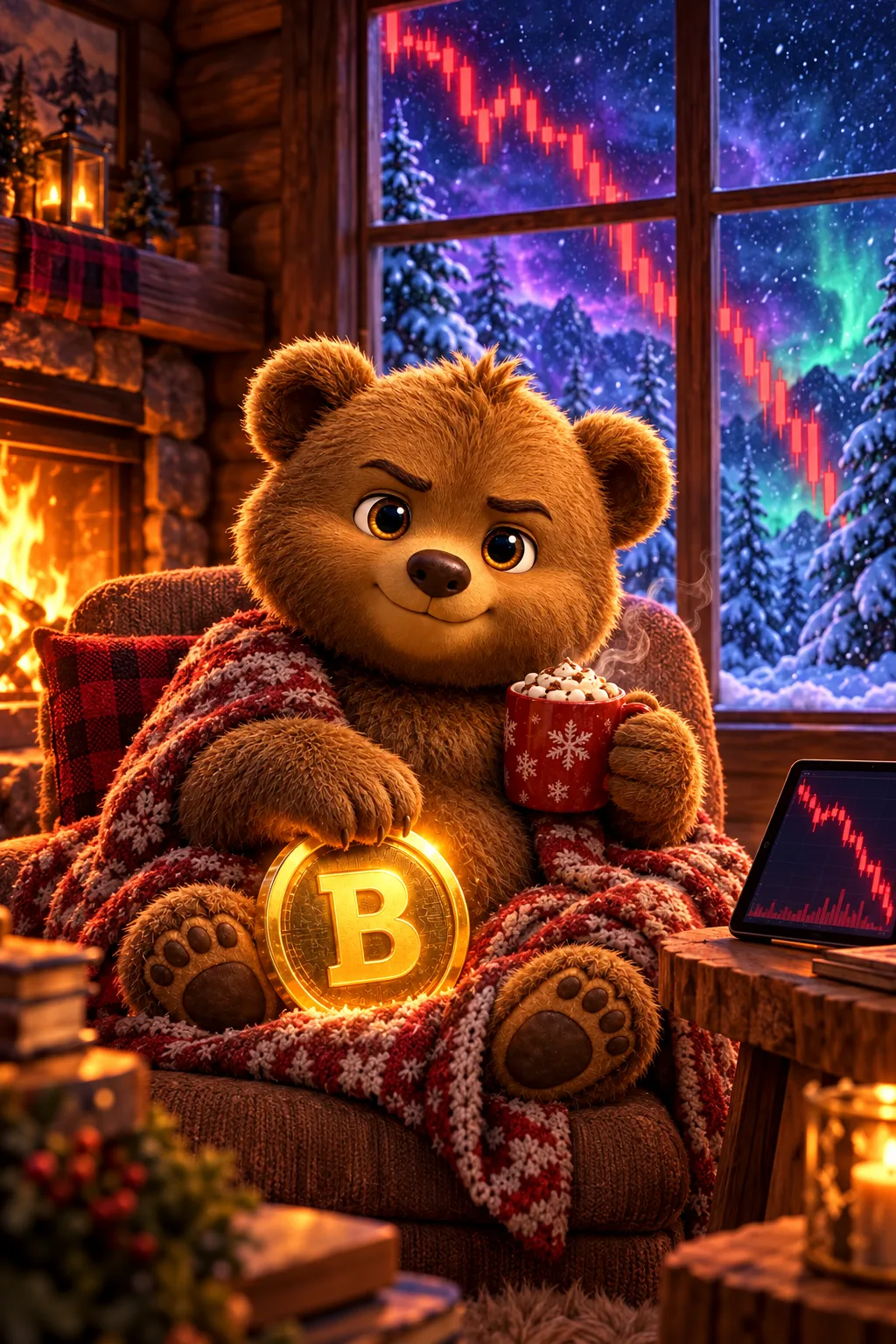 BER by the fireplace with a mug of hot chocolate